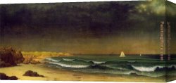 Peace in The Midst of The Storm Canvas Paintings - Approaching Storm Beach Near Newport by Martin Johnson Heade