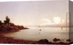 Rocky Canvas Paintings - Rocky Shore by Martin Johnson Heade