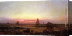 Sailing Canvas Paintings - Sailing off the Coast by Martin Johnson Heade
