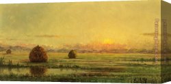 Sketch Canvas Paintings - Sunset - A Sketch by Martin Johnson Heade