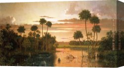Lake Como Sunset Sail Canvas Paintings - The Great Florida Sunset by Martin Johnson Heade