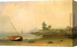 Martin Johnson Heade Canvas Paintings - The Stranded Boat by Martin Johnson Heade