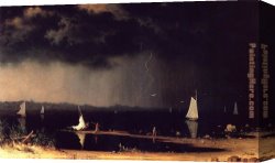 Peace in The Midst of The Storm Canvas Paintings - Thunder Storm on Narragansett Bay by Martin Johnson Heade