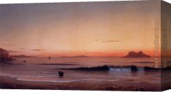 Hunter Mountain, Twilight Canvas Paintings - Twilight, Singing Beach by Martin Johnson Heade