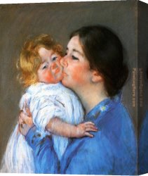 The Kiss Canvas Paintings - A Kiss For Baby Anne by Mary Cassatt
