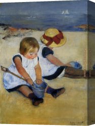 Cassatt Canvas Paintings - Children on the Shore by Mary Cassatt