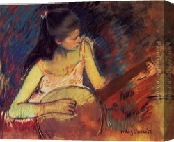Cassatt Canvas Paintings - Girl with a Banjo by Mary Cassatt