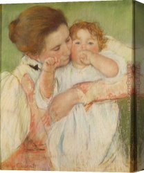 Cassatt Canvas Paintings - Mother and Child, 1897 by Mary Cassatt