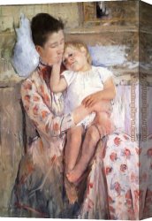 Cassatt Canvas Paintings - Mother And Child XI by Mary Cassatt