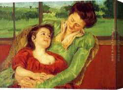 Cassatt Canvas Paintings - Reine Lefebre And Margot Before A Window by Mary Cassatt
