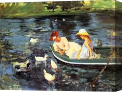 Cassatt Canvas Paintings - Summertime 2 by Mary Cassatt