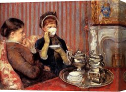 Cassatt Canvas Paintings - Tea by Mary Cassatt