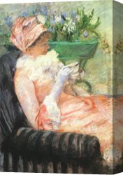 Cassatt Canvas Paintings - The Cup of Tea by Mary Cassatt