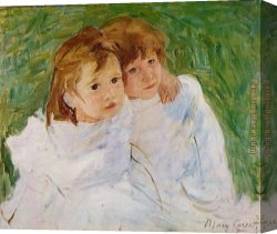 Cassatt Canvas Paintings - The Sisters 1885 by Mary Cassatt