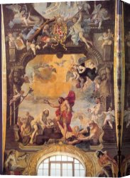 Baptism of Christ Canvas Paintings - The Baptism of Christ by Mattia Preti