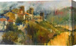 Town Canvas Paintings - Hillside Town by Michael Longo