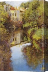 Stream Canvas Paintings - Stream Reflections by Michael Longo