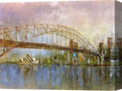 Dordrecht Harbour by Moonlight Canvas Paintings - Sydney Harbour by Michael Longo