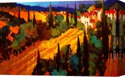 Golden Harvest Canvas Paintings - Golden Fields of Tuscany by Michael O'Toole