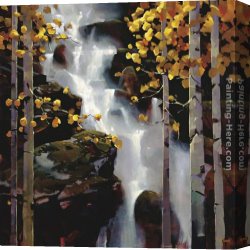 Waterfall Canvas Paintings - Waterfall by Michael O'Toole