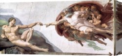 Michelangelo Buonarroti Canvas Paintings - Creation of Adam by Michelangelo Buonarroti