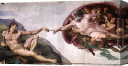 Michelangelo Buonarroti Canvas Paintings - The Creation of Adam by Michelangelo Buonarroti