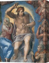 Michelangelo Buonarroti Canvas Paintings - The Last Judgement Christ the Judge by Michelangelo Buonarroti