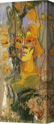 Impasto Canvas Paintings - Fox Mask by Misti Pavlov