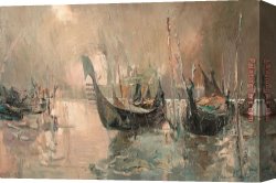 Impasto Canvas Paintings - Gondolas by Misti Pavlov