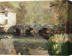 Impasto Canvas Paintings - Gondolas II by Misti Pavlov