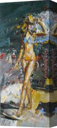 Impasto Canvas Paintings - On The Beach by Misti Pavlov