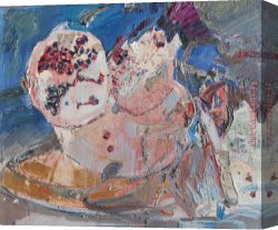 Impasto Canvas Paintings - Pomegranates by Misti Pavlov