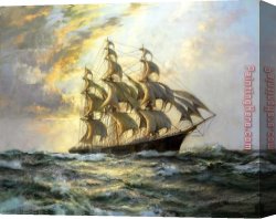 Flying Canvas Paintings - Flying Cloud by Montague Dawson