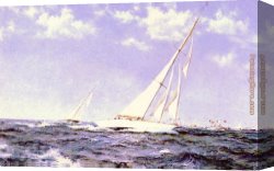 America Canvas Paintings - The Americas Cup Race by Montague Dawson