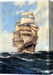 Puffins Over Sea Canvas Paintings - The Clan McFarlane On High Seas by Montague Dawson