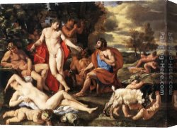 Bacchus And Ariadne Canvas Paintings - Midas and Bacchus by Nicolas Poussin