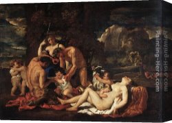 Bacchus And Ariadne Canvas Paintings - The Nurture of Bacchus by Nicolas Poussin
