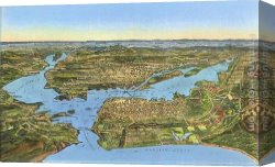 Norman Parkinson Canvas Paintings - Relief Map of San Francisco, San Francisco, California by Norman Parkinson