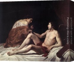 Cupid Canvas Paintings - Cupid and Psyche by Orazio Gentleschi