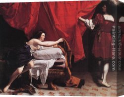 Wife Canvas Paintings - Joseph and Potiphar's Wife by Orazio Gentleschi