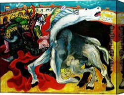 Picasso Canvas Paintings - BULLFIGHT DEATH OF THE TOREADOR La corrida by Pablo Picasso