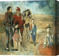 Picasso Canvas Paintings - Family at Saltimbanquesc by Pablo Picasso