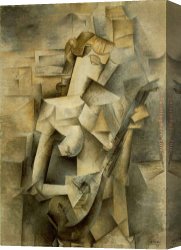 Girls Playing in Surf Canvas Paintings - Girl with Mandolin Fanny Tellie by Pablo Picasso