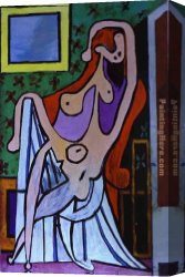 Nude Canvas Paintings - Large Nude in Red Armchair by Pablo Picasso