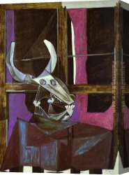 Portrait of a Monk of The Benedictine Order, Holding a Skull Canvas Paintings - Still Life with Steers Skull by Pablo Picasso