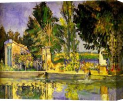 Jas De Bouffan The Pool Canvas Paintings - Jas de Bouffan the Pool by Paul Cezanne