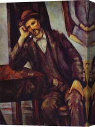 Boy Lighting a Pipe Canvas Paintings - Man Smoking a Pipe by Paul Cezanne
