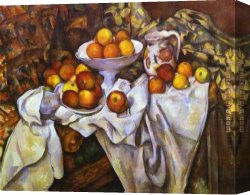 The Voyage of Life Manhood Canvas Paintings - Still Life with Apples and Oranges by Paul Cezanne