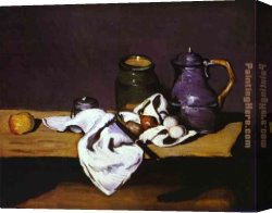 The Voyage of Life Manhood Canvas Paintings - Still Life with Kettle by Paul Cezanne