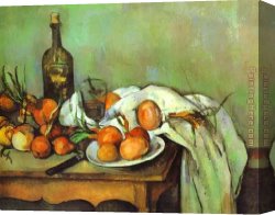 The Voyage of Life Manhood Canvas Paintings - Still Life with Onions by Paul Cezanne